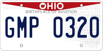 OH license plate GMP0320