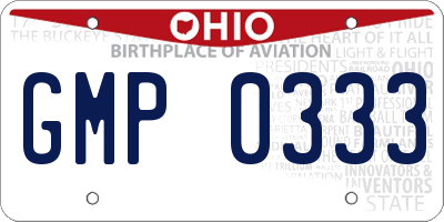 OH license plate GMP0333