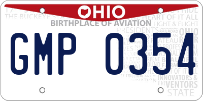 OH license plate GMP0354