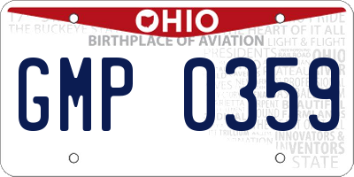 OH license plate GMP0359