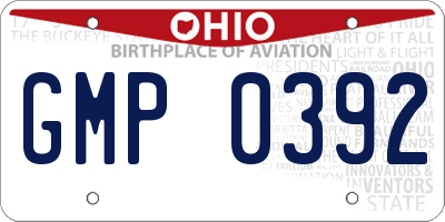 OH license plate GMP0392