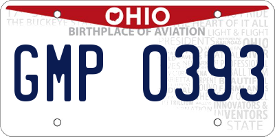 OH license plate GMP0393