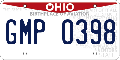 OH license plate GMP0398