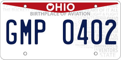 OH license plate GMP0402
