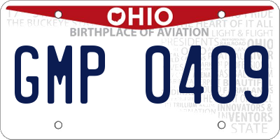 OH license plate GMP0409