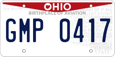 OH license plate GMP0417