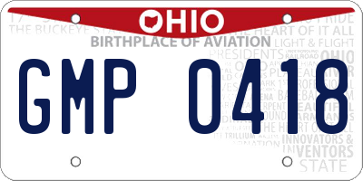 OH license plate GMP0418