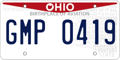 OH license plate GMP0419