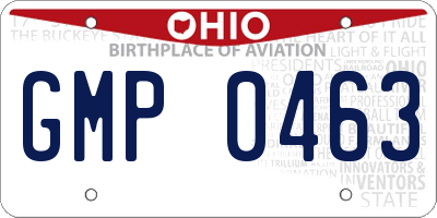 OH license plate GMP0463