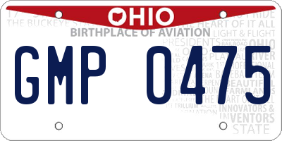 OH license plate GMP0475