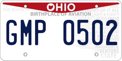 OH license plate GMP0502