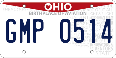 OH license plate GMP0514