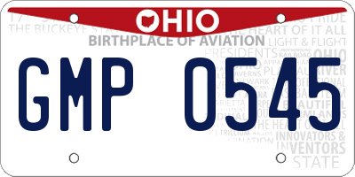 OH license plate GMP0545