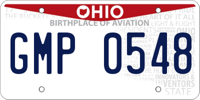 OH license plate GMP0548