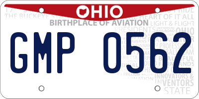 OH license plate GMP0562