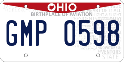 OH license plate GMP0598