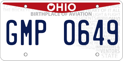 OH license plate GMP0649