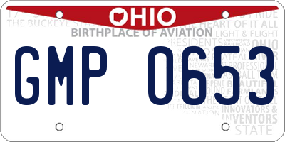 OH license plate GMP0653