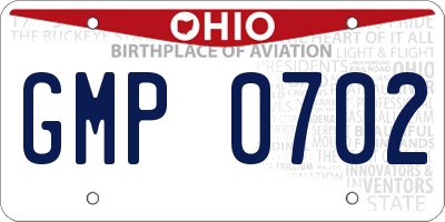 OH license plate GMP0702