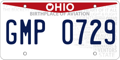 OH license plate GMP0729