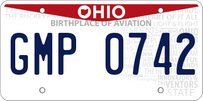 OH license plate GMP0742
