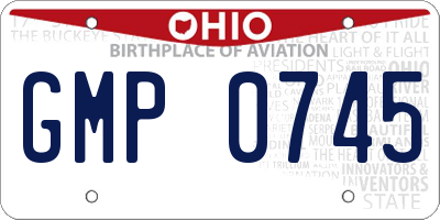 OH license plate GMP0745
