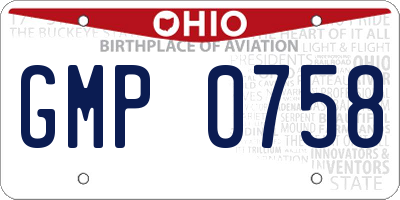 OH license plate GMP0758