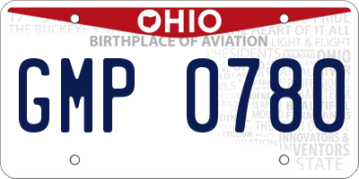 OH license plate GMP0780