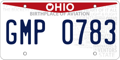 OH license plate GMP0783