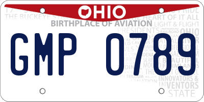 OH license plate GMP0789