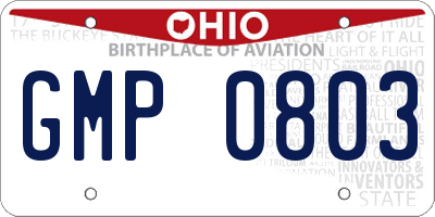 OH license plate GMP0803