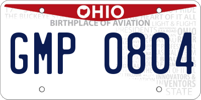 OH license plate GMP0804