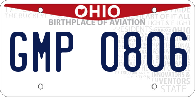 OH license plate GMP0806