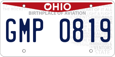 OH license plate GMP0819