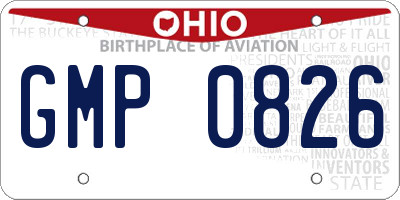 OH license plate GMP0826