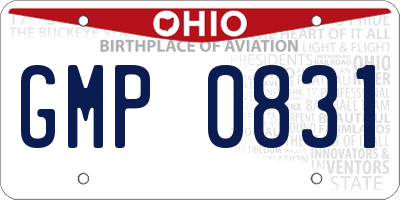 OH license plate GMP0831