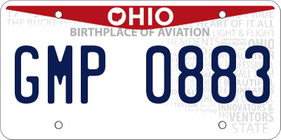 OH license plate GMP0883