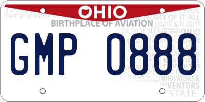 OH license plate GMP0888