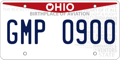 OH license plate GMP0900