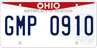 OH license plate GMP0910