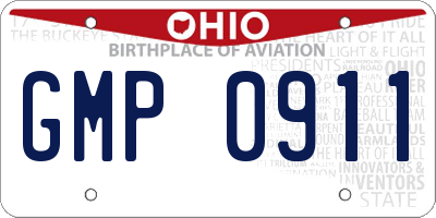 OH license plate GMP0911