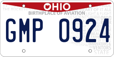 OH license plate GMP0924