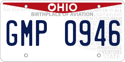 OH license plate GMP0946