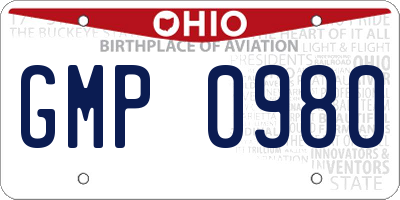 OH license plate GMP0980