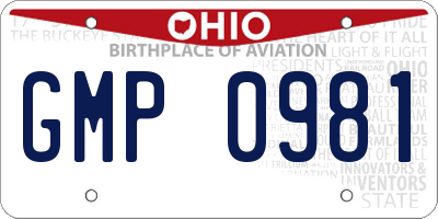 OH license plate GMP0981