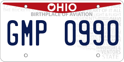 OH license plate GMP0990