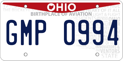 OH license plate GMP0994