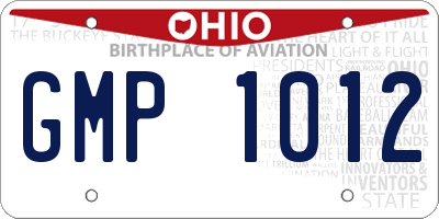 OH license plate GMP1012