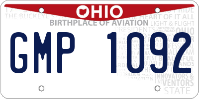 OH license plate GMP1092