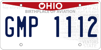 OH license plate GMP1112